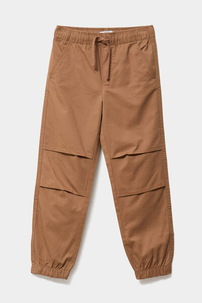 Pantalon battle taille &eacute;lastiqu&eacute;e coton marron gar&ccedil;on