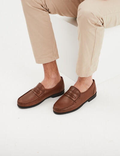 Mocassins en cuir marron clair homme