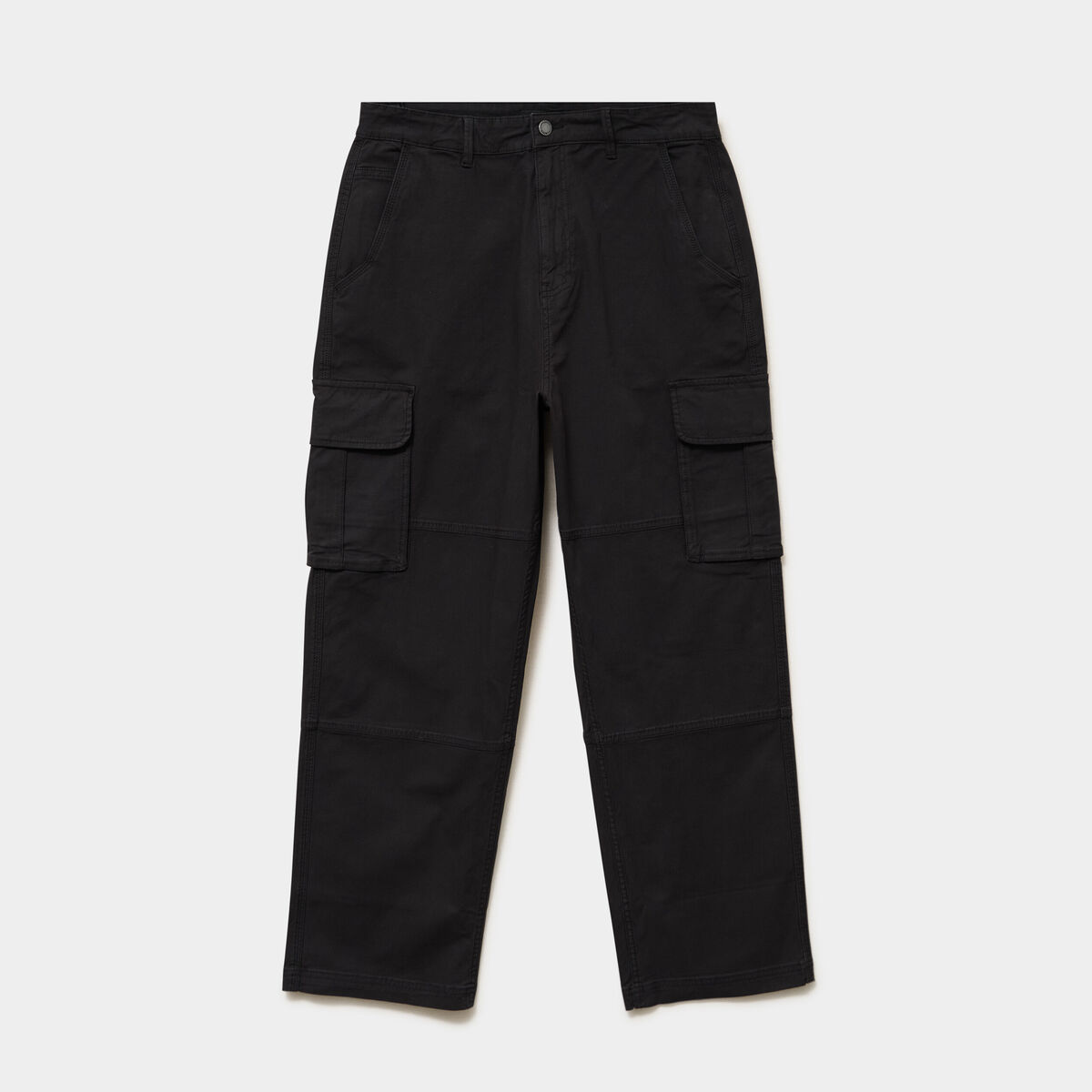 Pantalon cargo large avec poches c&ocirc;t&eacute;s noir homme