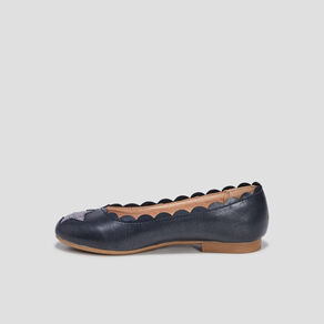 Ballerines en cuir bord festonné Creeks bleu marine fille