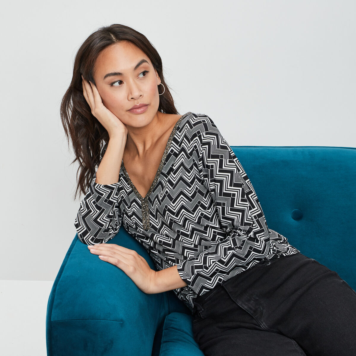 T-shirt de soirée avec laçage au dos noir femme