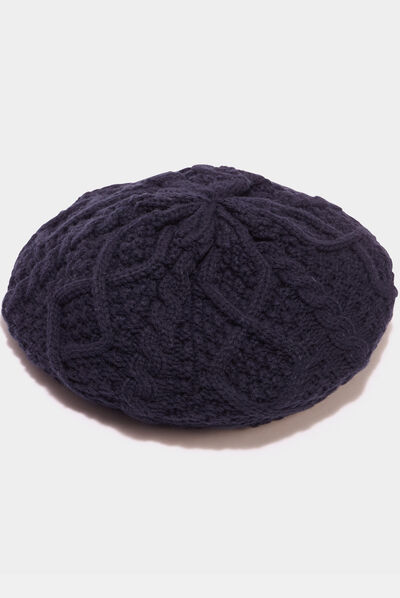 Bonnet tricoté bleu marine femme