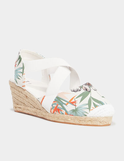 Sandales compensées brides croisées multicolore femme