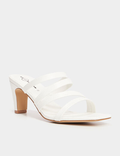 Mules à talons blanc femme