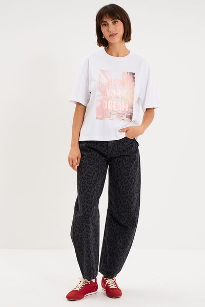 T-shirt oversize manches courtes coton blanc femme