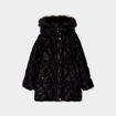 Parka &agrave; capuche fausse fourrure noir fille