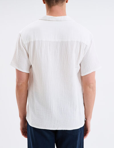 Chemise manches courtes gaze de coton blanc homme