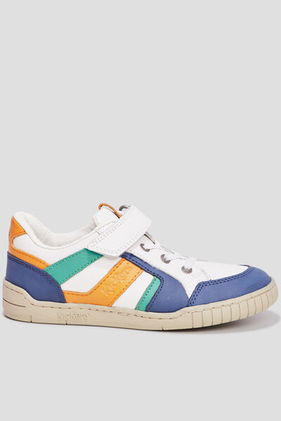 Tennis basses en cuir Kickers Windo blanc garçon