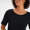 T-shirt col rond manches courtes coton noir femme