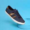 Tennis basses en toile effet denim bleu marine homme