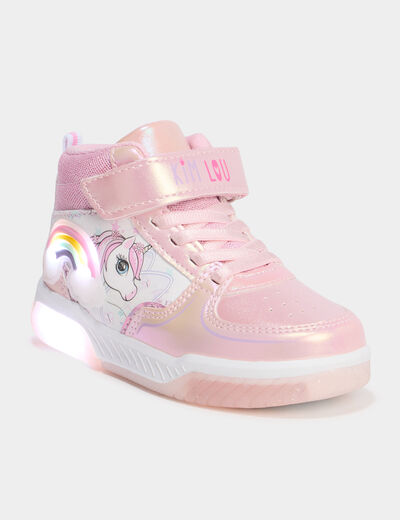 Baskets montantes lumineuses rose fille