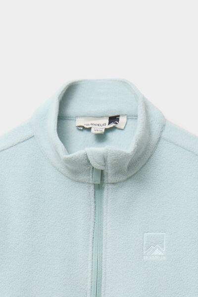 Sweat polaire col camionneur bleu gris fille
