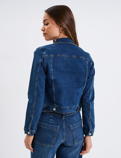 Veste en jean ajustée boutonnée denim stone femme