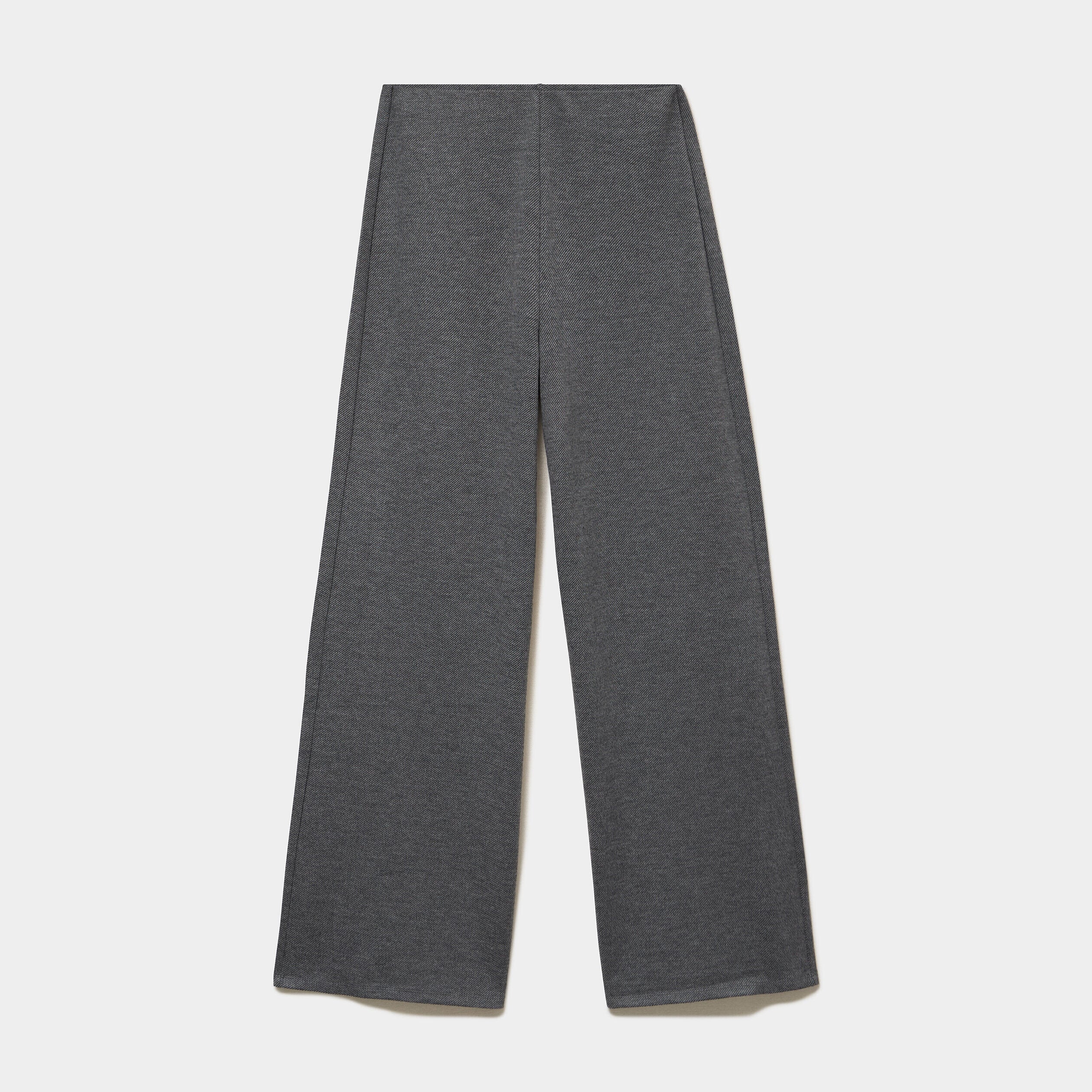 Pantalon large fluide taille élastiquée gris foncé femme