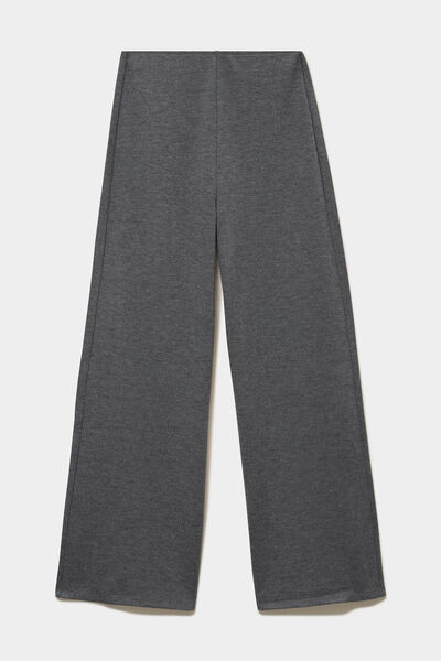 Pantalon large fluide taille &eacute;lastiqu&eacute;e gris fonc&eacute; femme