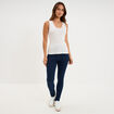 D&eacute;bardeur coton bords dentelle blanc femme