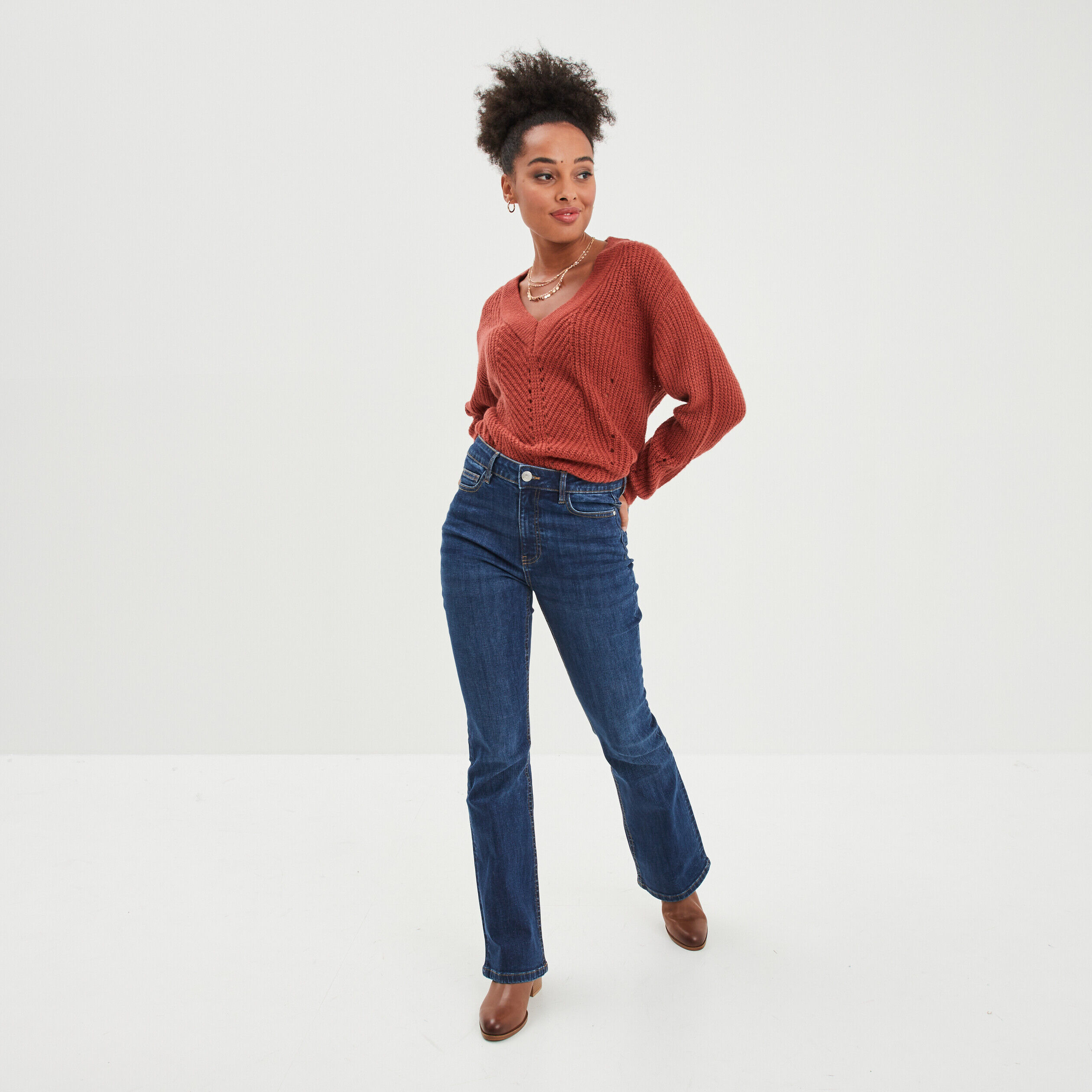 Jeans flare 5 poches Creeks denim stone femme CREEKS