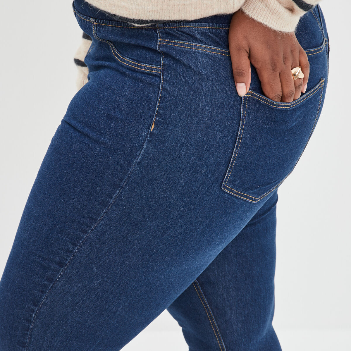 Jegging taille haute matière recyclée bleu femme grande taille