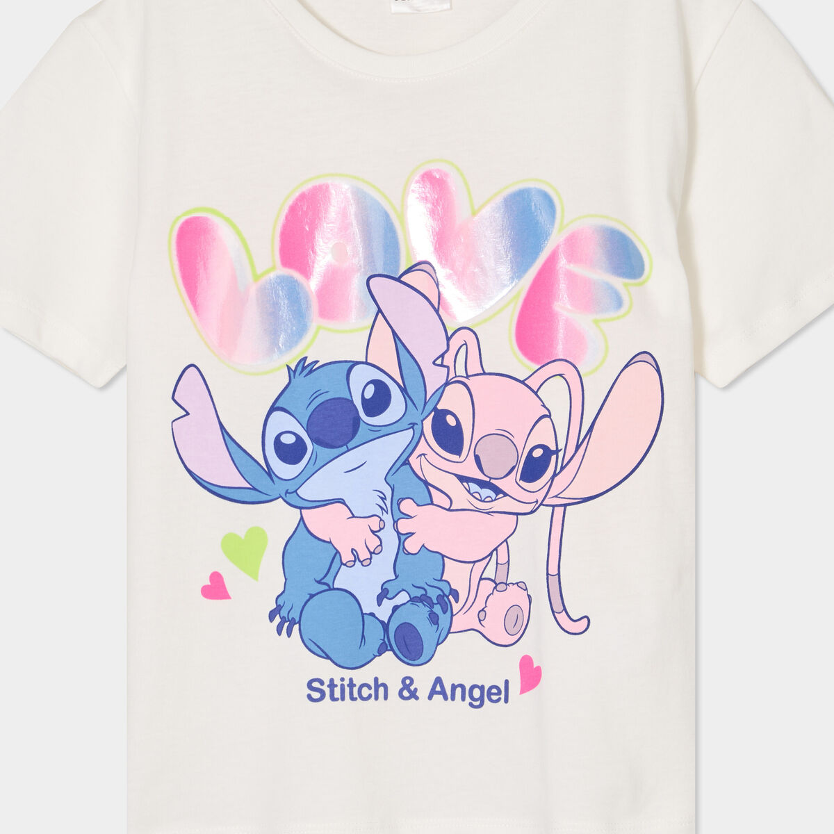 T-shirt manches courtes coton Stitch blanc fille