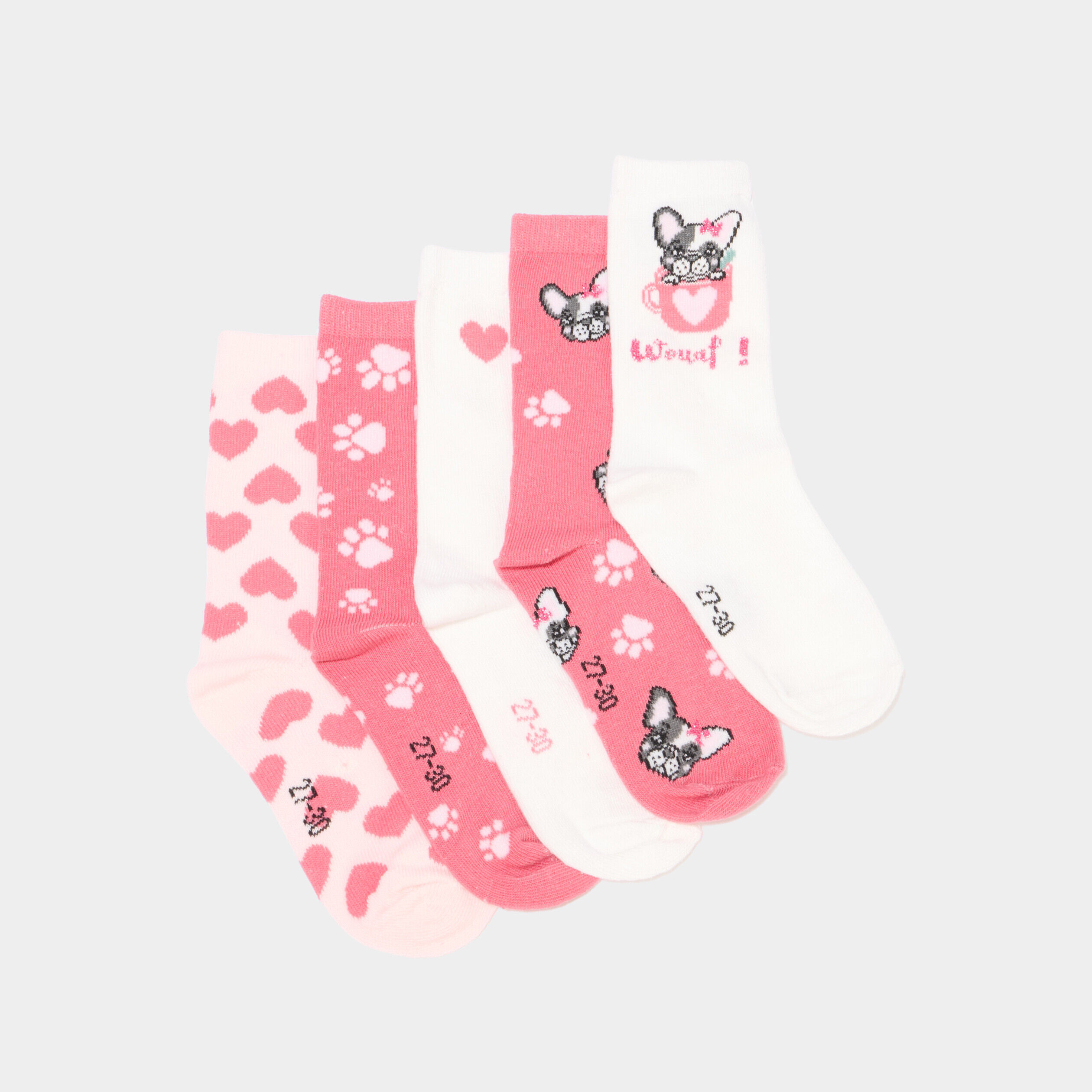 Lot 5 paires chaussettes rose fushia fille LH