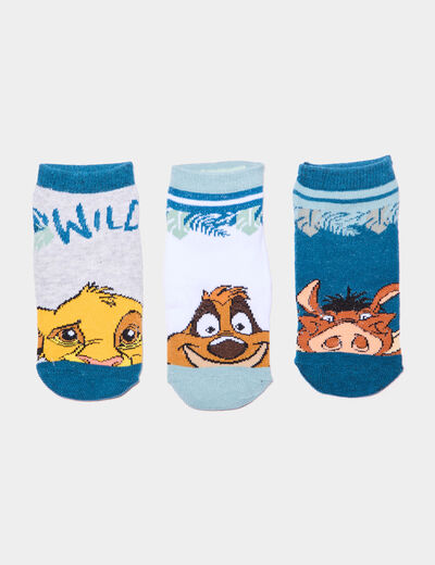 Lot 3 paires chaussettes Le Roi lion bleu gris garçon