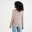 Gilet col rond manches longues sable femme