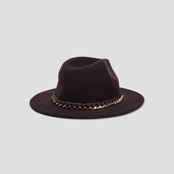 chapeau large avec chaine noir femme Chapeau large avec chaîne noir femme