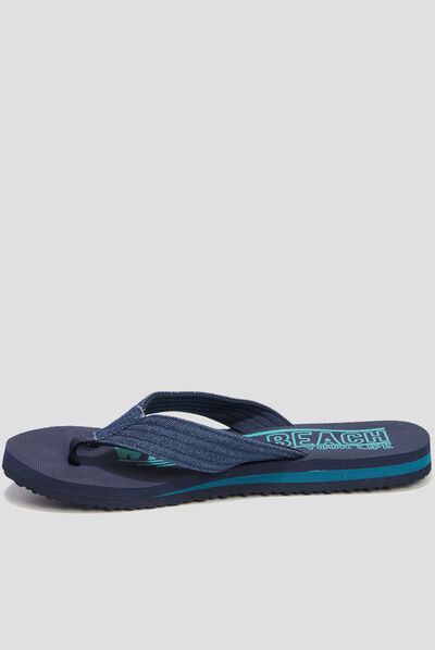 Tongs brides en jean Wamea Beach bleu homme