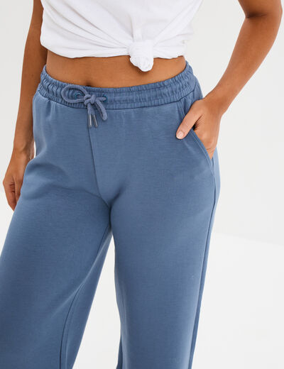 Pantalon de jogging large élastiqué bleu gris femme