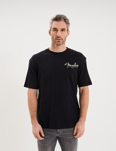 T-shirt manches courtes coton Fender noir homme