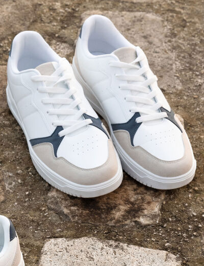 Tennis basses à lacets blanc homme