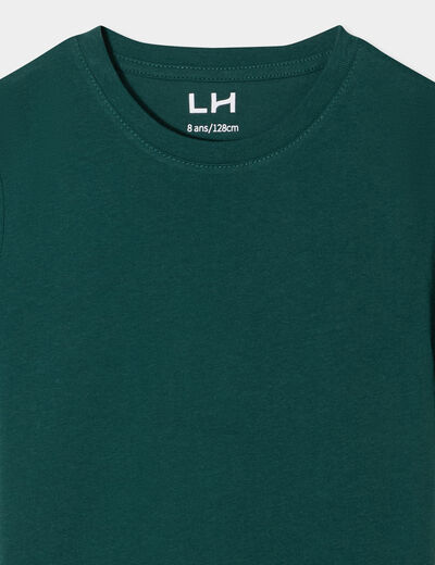 T-shirt en coton manches courtes vert foncé garçon