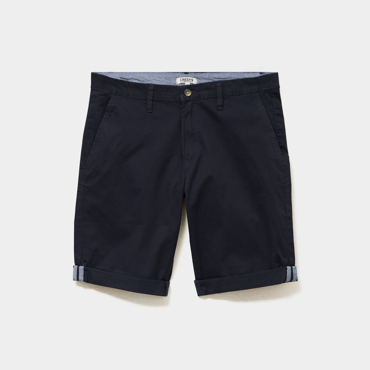 Bermuda short chino straight stretch bleu fonc&eacute; homme