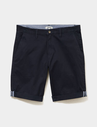 Bermuda short chino straight stretch bleu fonc&eacute; homme
