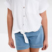 Chemise nouée manches courtes gaze coton blanc femme