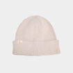 Bonnet tricot&eacute; avec bord &agrave; revers sable femme