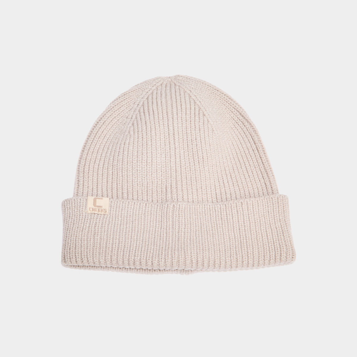Bonnet tricot&eacute; avec bord &agrave; revers sable femme