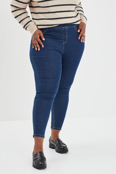 Jegging taille haute matière recyclée bleu femme grande taille