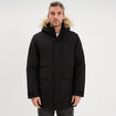 Parka &agrave; capuche fausse fourrure noir homme