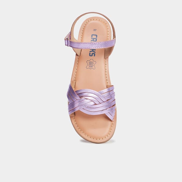 sandales brides tressees en cuir violet fille Sandales brides tressées en cuir violet fille