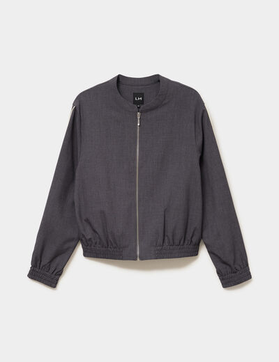 Veste bomber manches longues gris clair femme