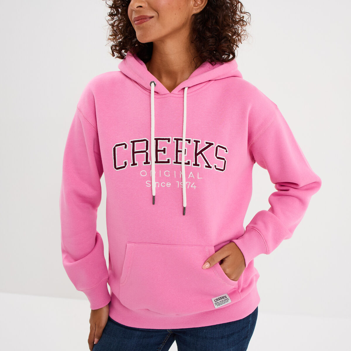 Sweat &agrave; capuche hoodie rose vif femme