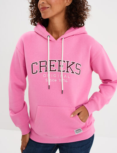 Sweat &agrave; capuche hoodie rose vif femme