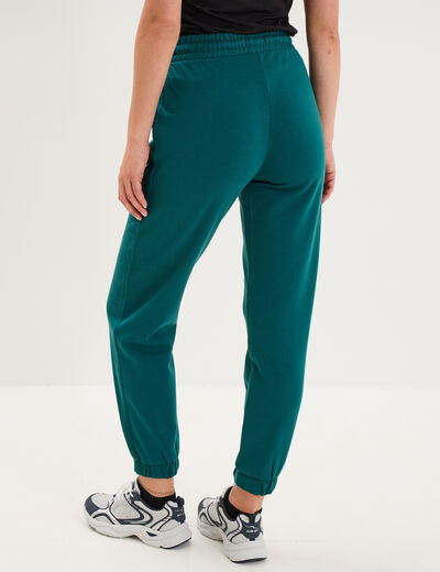 Pantalon de jogging molletonn&eacute; vert fonc&eacute; femme