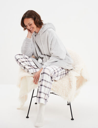 Pantalon de pyjama effet polaire gris femme