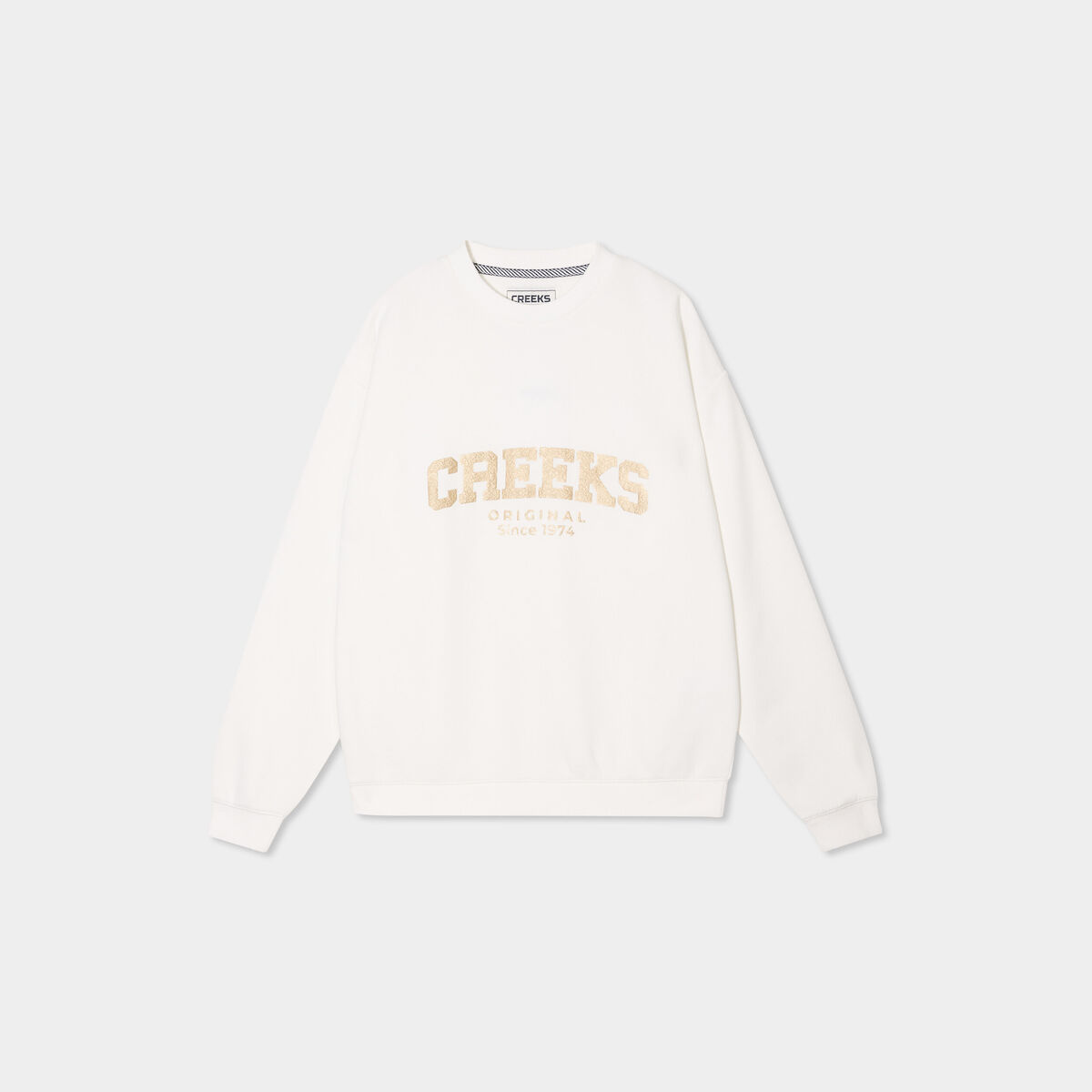 Sweat col rond manches longues Creeks blanc femme