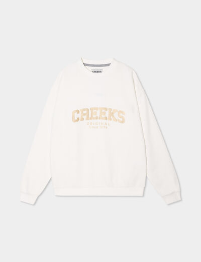 Sweat col rond manches longues Creeks blanc femme