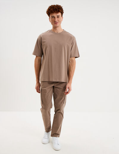 T-shirt col rond coupe relax coton &eacute;pais gris homme