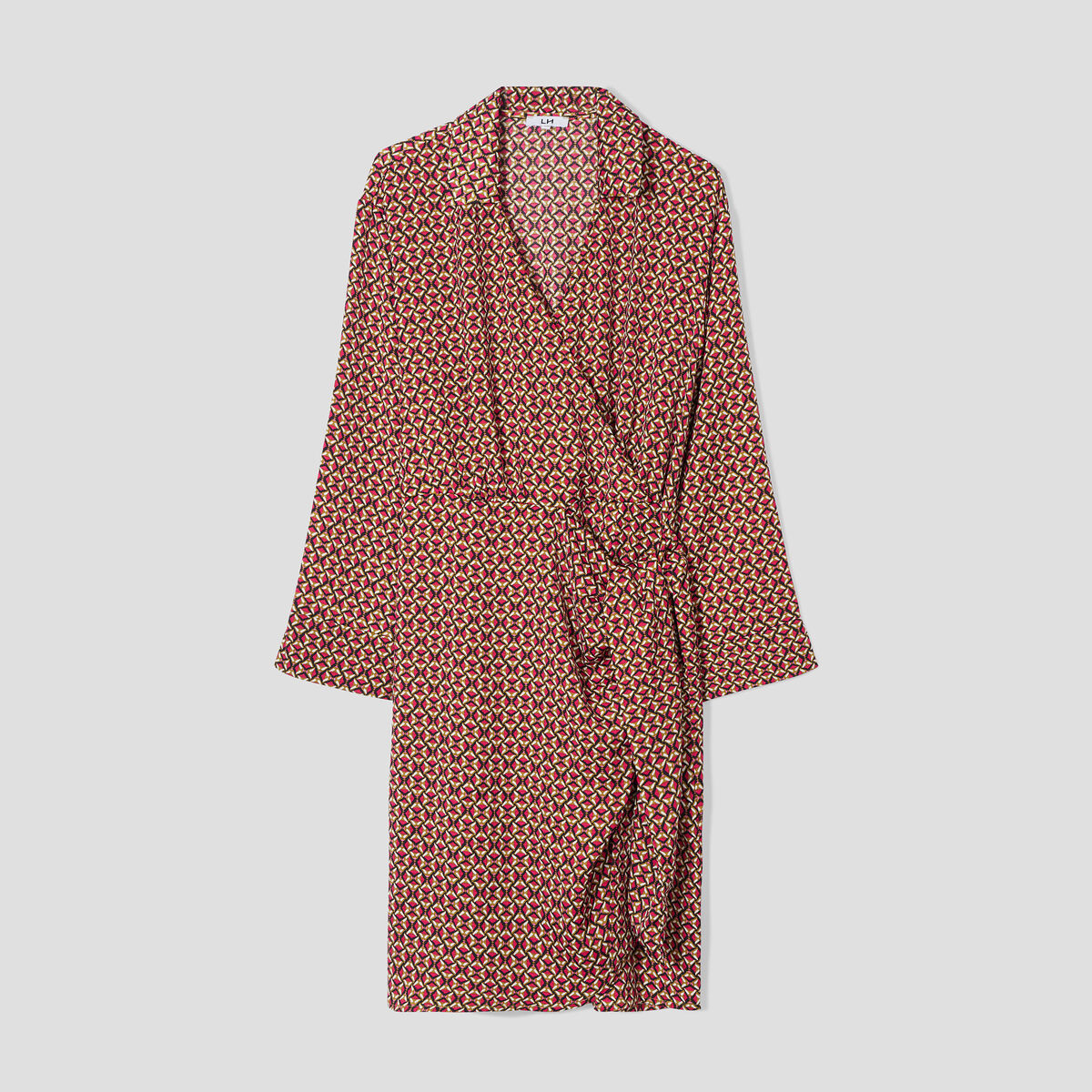 Robe col cache-coeur avec noeud rose fushia femme