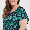 T-shirt col smocké manches courtes bleu marine femme grande taille